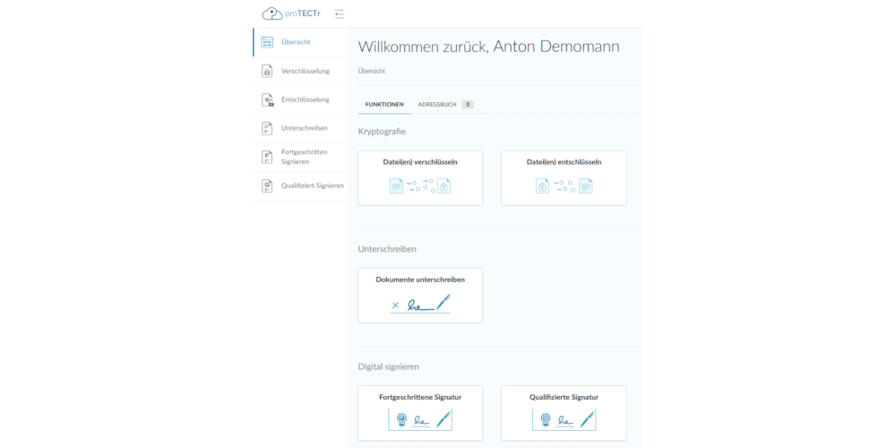 protectr qualifizierte unterschrift dashboard