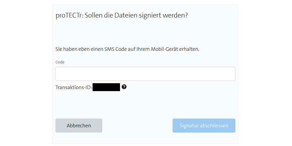 protectr willensbekundung sms