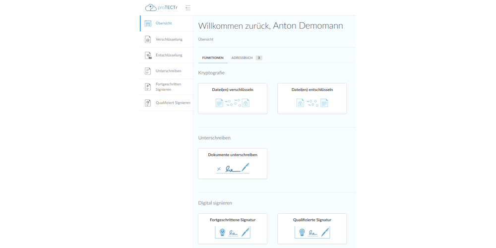 protectr qualifizierte unterschrift dashboard