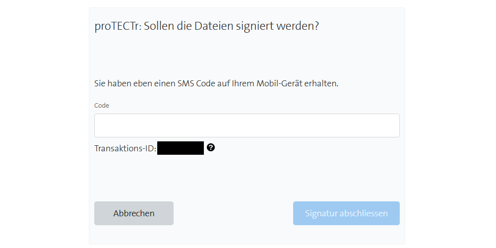 protectr willensbekundung sms