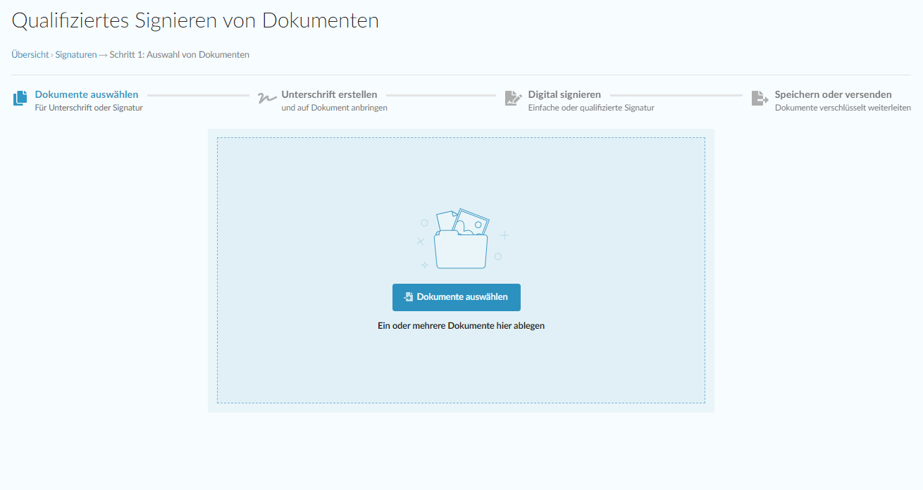 protectr qualifizierte unterschrift dateiauswahl